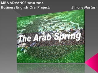 MBA ADVANCE 2010-2011 Business English  Oral Project:                           Simone Nastasi 