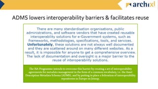 ADMS lowers interoperability barriers & facilitates reuse
 