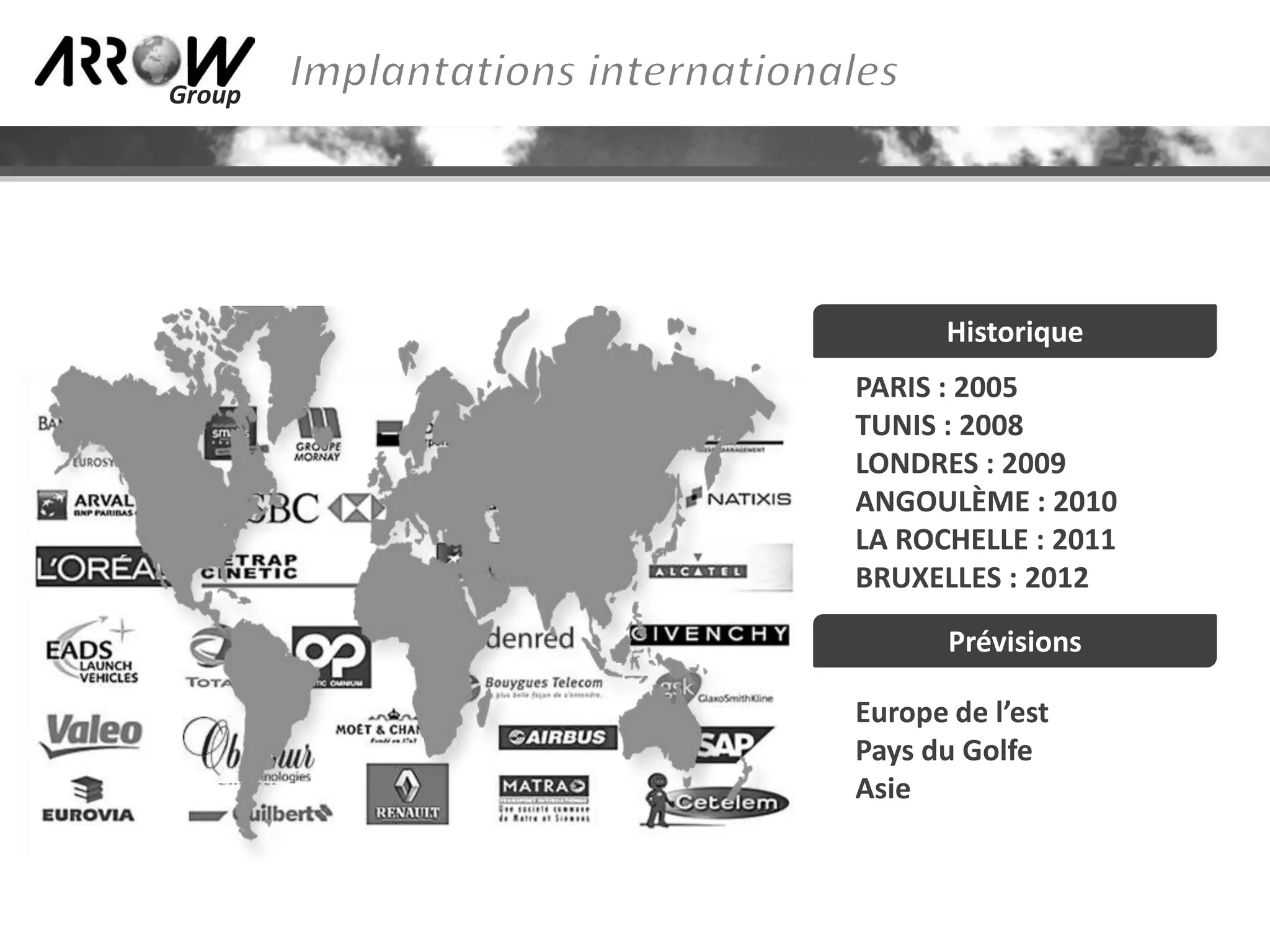 Group

Historique
PARIS : 2005
TUNIS : 2008
LONDRES : 2009
ANGOULÈME : 2010
LA ROCHELLE : 2011
BRUXELLES : 2012
Prévisions
Europe de l’est
Pays du Golfe
Asie

 