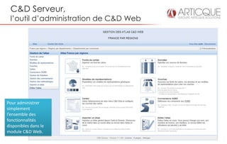 C&D Serveur,
 l’outil d’administration de C&D Web




Pour administrer
simplement
l’ensemble des
fonctionnalités
disponibl...