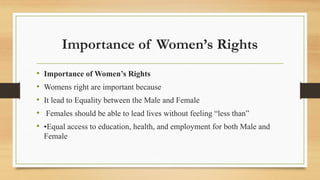 Human Rights of women definition examples girl child protection | PPTX