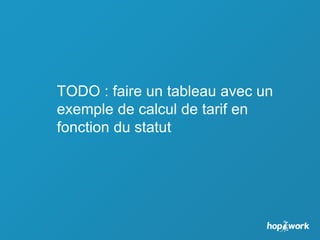 TODO : faire un tableau avec un
exemple de calcul de tarif en
fonction du statut
 