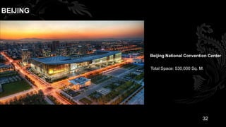 BEIJING




          Beijing National Convention Center


          Total Space: 530,000 Sq. M.




                                    32
 
