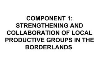 COMPONENT 1: STRENGTHENING AND COLLABORATION OF LOCAL PRODUCTIVE GROUPS IN THE BORDERLANDS  
