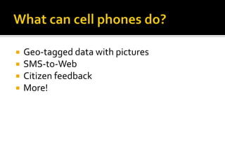 Using cell phones for data collection and monitoring | PPT
