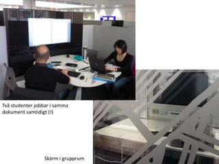 Två studenter jobbar i samma
dokument samtidigt (!)

Skärm i grupprum

 
