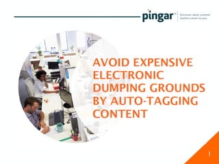 1
Avoid Expensive Electronic
Dumping Grounds by
Auto-tagging Content
 