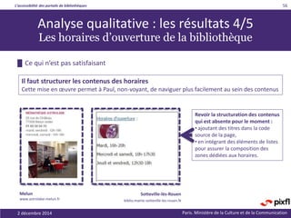 L’accessibilité des portails de bibliothèques
Paris. Ministère de la Culture et de la Communication2 décembre 2014
56
Revo...