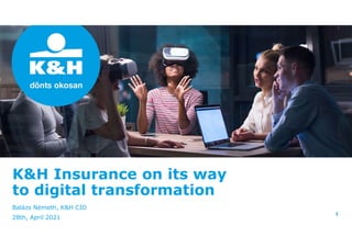 K&H Insurance on its way
to digital transformation
Balázs Németh, K&H CIO
28th, April 2021
1
 