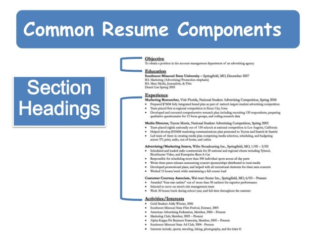 resume writing headings for resumes