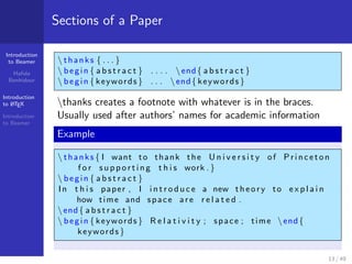How to make a presentation with LATEX? Introduction to ...