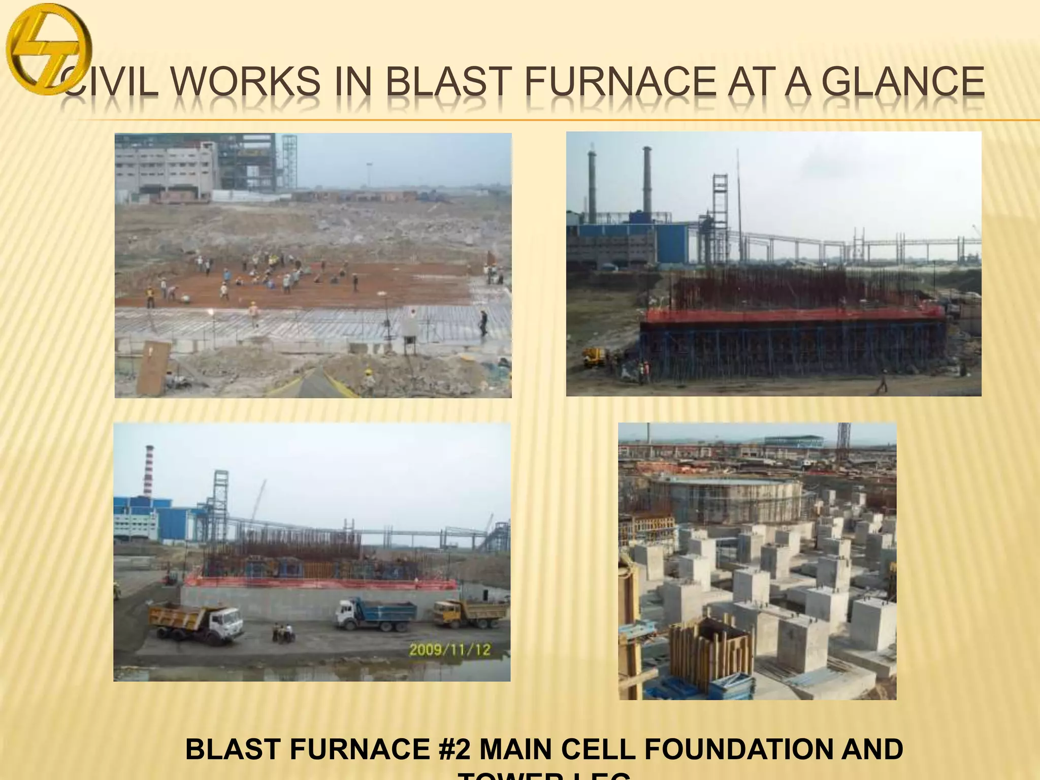 CIVIL WORKS IN BLAST FURNACE AT A GLANCE
BLAST FURNACE #2 MAIN CELL FOUNDATION AND
 