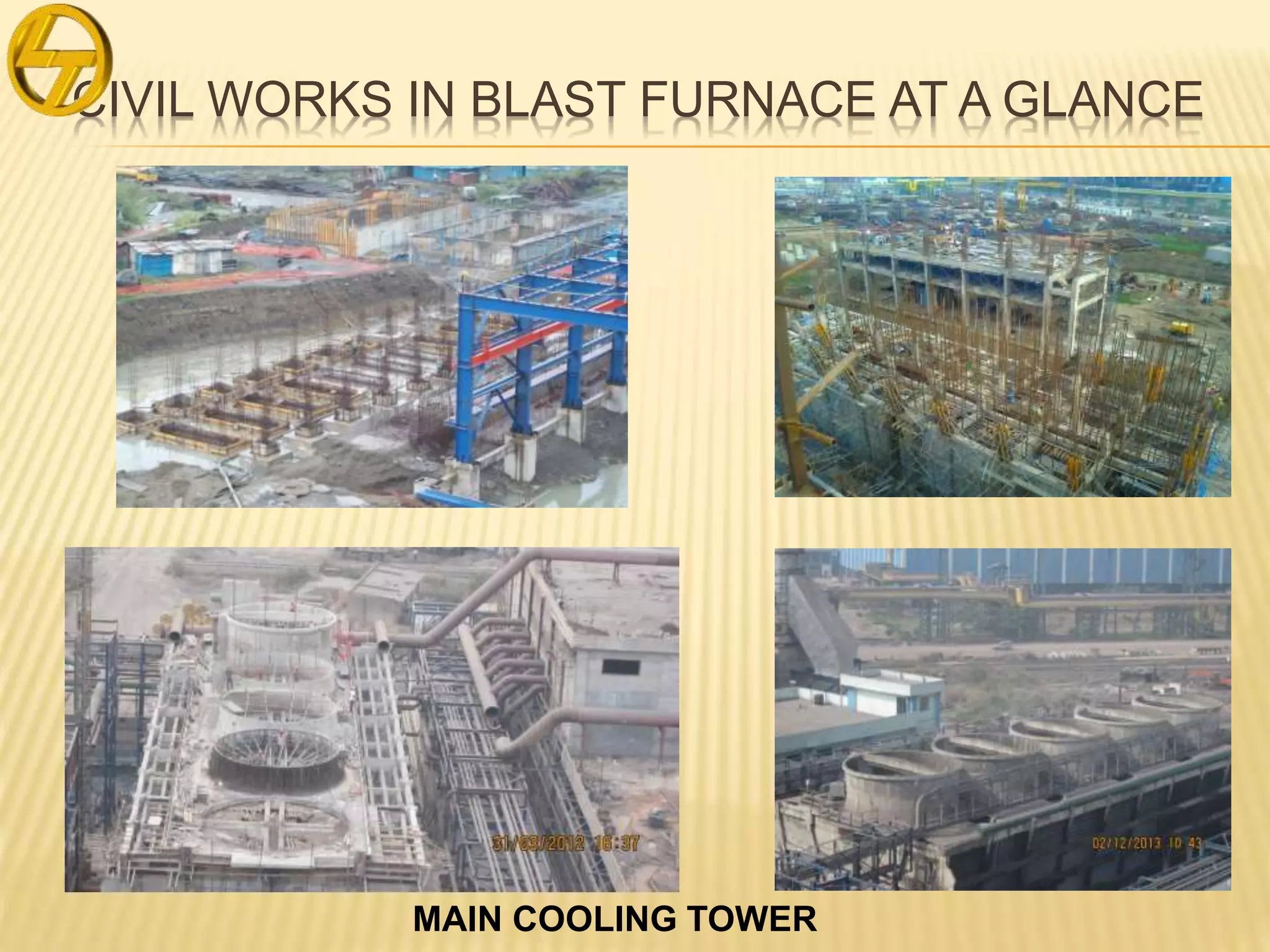 CIVIL WORKS IN BLAST FURNACE AT A GLANCE
MAIN COOLING TOWER
 
