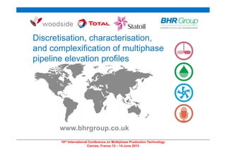 www.bhrgroup.co.uk
16th International Conference on Multiphase Production Technology
Cannes, France 12 – 14 June 2013
Discretisation, characterisation,
and complexification of multiphase
pipeline elevation profiles
 
