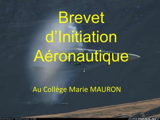 Brevet
d’Initiation
Aéronautique
Au Collège Marie MAURON
 