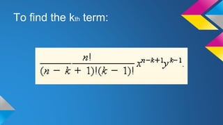 To find the kth term:
 