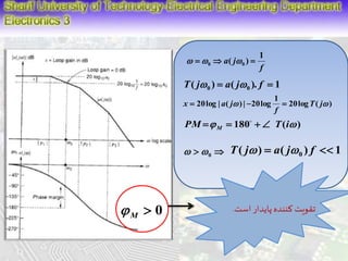 20log ( ) 
( ) ( ). 1 0 0 T j  a j f  
1 
x  a j   
20log | (  ) | 20log T j 
f 
f 
a j 
1 
( ) 0 0      
PM  180 T(i) M     
( ) ( ) 1 0   T j  a j f  0   
 تقویت کننده پایدار است. 0 M  
 