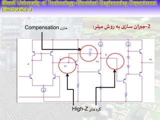-2 جبران سازی به روش میلر: 
P2 
A 
Vo 
D 
P1 
B 
Cc 
Compensation خازن 
High-Z گره های 
 