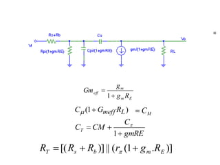 m 
eff g R 
m E 
g 
Gm 
 
 
1 
C (1Gmef f RL) M  C 
C 
gmRE 
C  CM  
T 1 
 
 
[( )] || ( (1 . )] T s b m E R  R  R r  g R  
= 
 