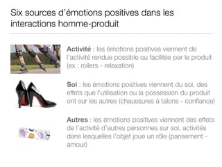 Six sources d’émotions positives dans les
interactions homme-produit
Activité : les émotions positives viennent de
l’activ...