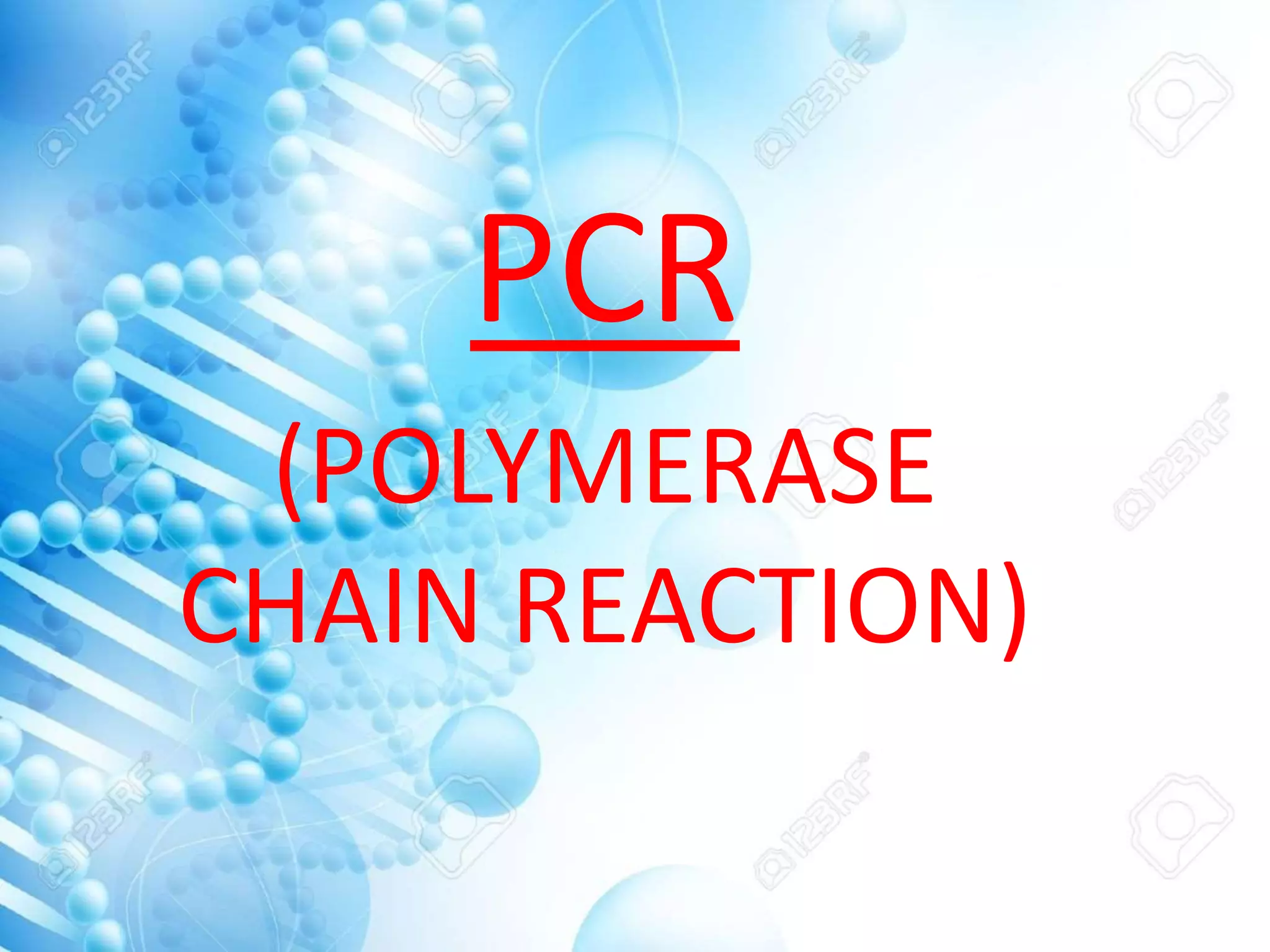 PCR
(POLYMERASE
CHAIN REACTION)
 
