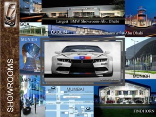 Largest BMW Showroom-Abu Dhabi
            GOA
                     DUBLIN                            Abu Dhabi
            MUNICH
SHOWROOMS




                                                          MUNICH
            JAIPUR

                          MUMBAI



                                                           FINDHORN
 