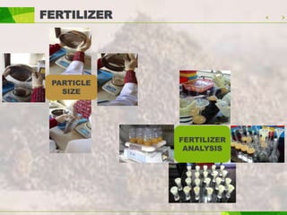 FERTILIZER
PARTICLE
SIZE
FERTILIZER
ANALYSIS
 