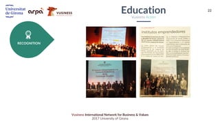 22
Vusiness International Network for Business & Values
2017 University of Girona
RECOGNITION
EducationVusiness Action
 