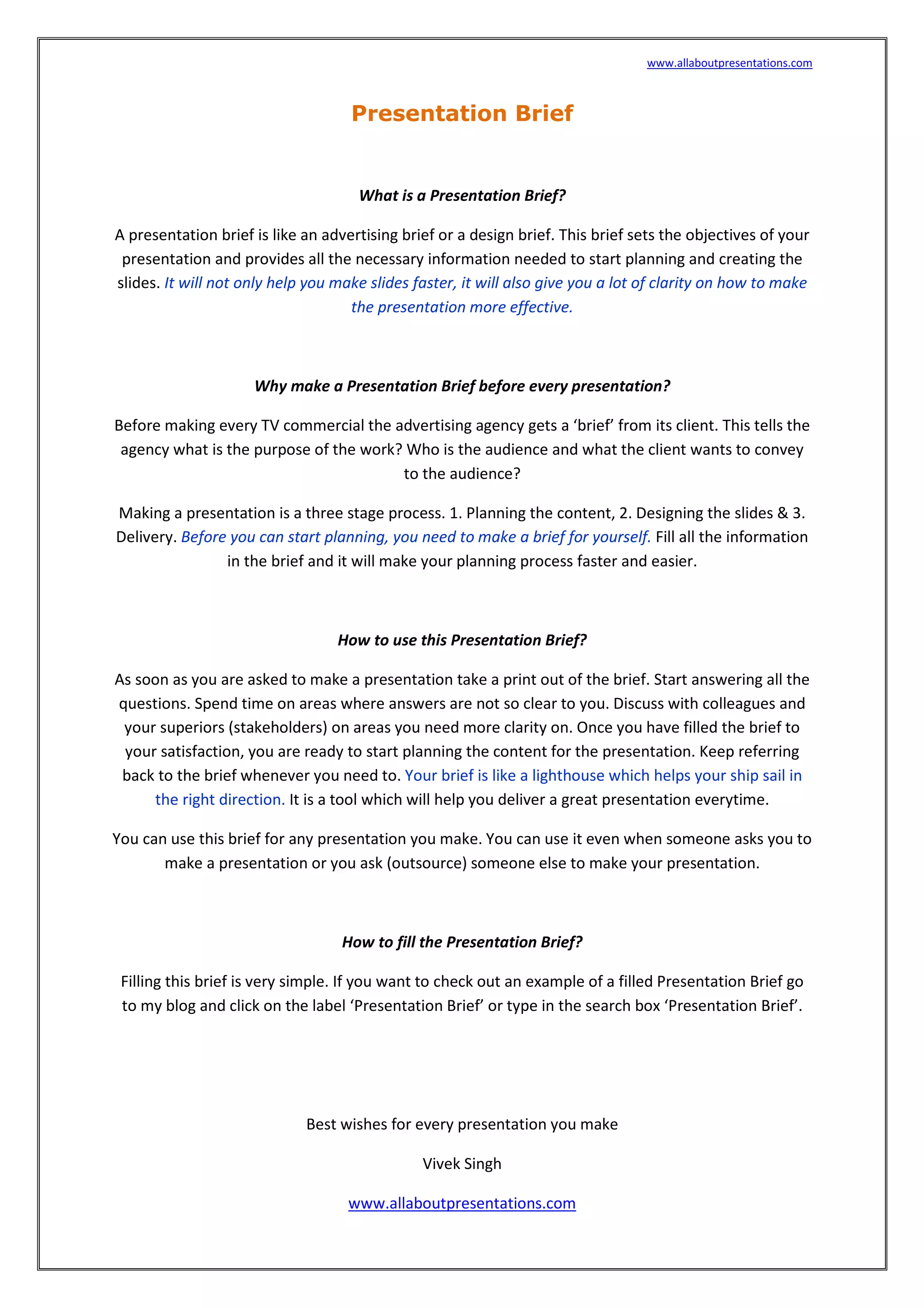 Presentation Brief | PDF