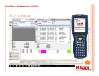 ISSUE FORM
BSMlBusinessSolutionManagement
Real Time – Real Location- Visibility
BSMlBusinessSolutionManagement
 