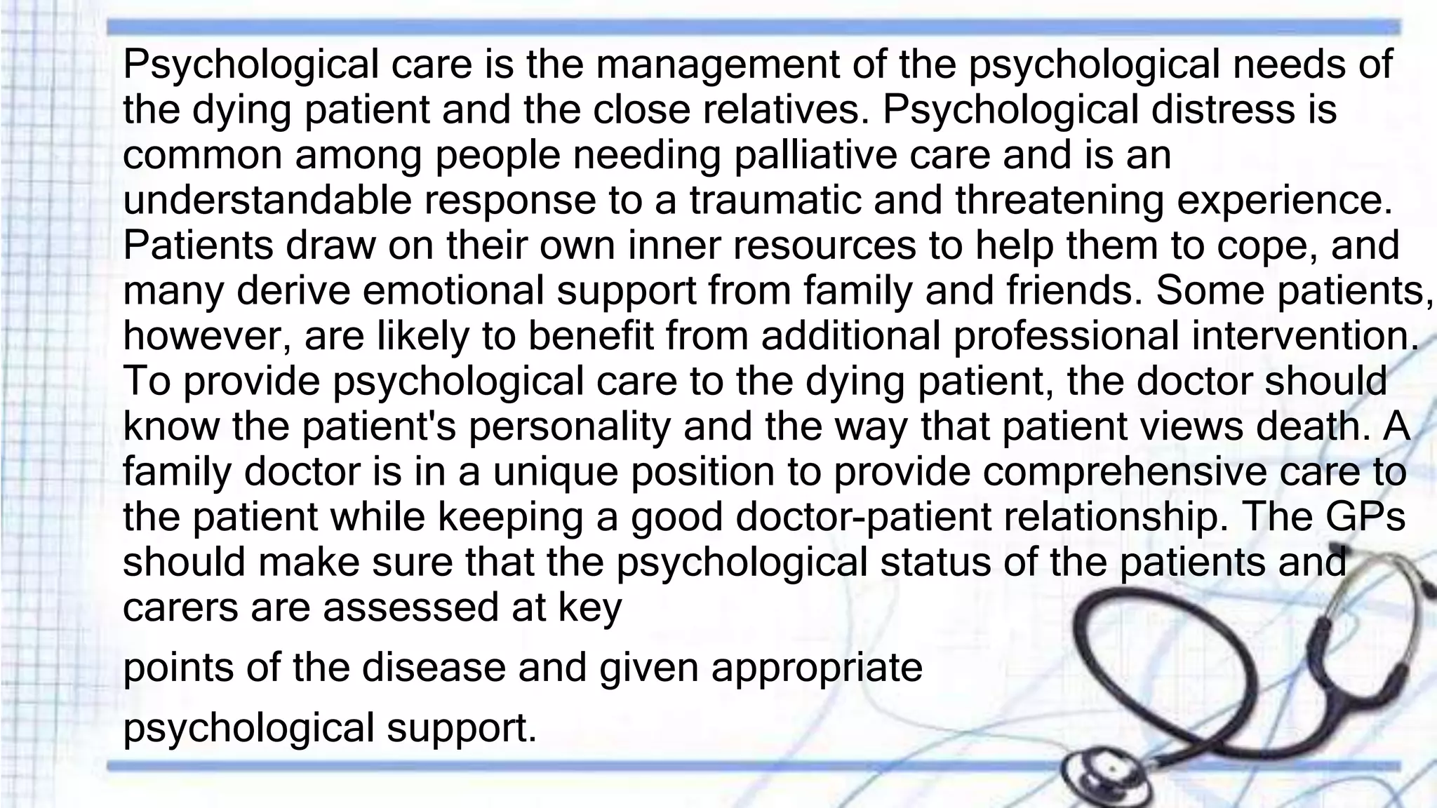Palliative care in the practice of a family doctor a Presentation by ...