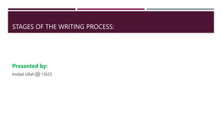 STAGES OF THE WRITING PROCESS:
Presented by:
Imdad Ullah 🆔 13625
 