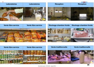 36Tout droit réservé - CIPE 2015 - www.CIPE.fr
Réception Réception
33 01
Stockage chambre froide Stockage chambre froide
19 75
Laboratoires Laboratoires
55 36
Vente libre service Vente libre service
10 69
Vente libre service Vente libre service
88 58
Vente traditionnelle
37
Vente traditionnelle
77
 