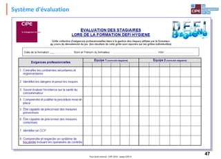 47Tout droit réservé - CIPE 2015 - www.CIPE.fr
Système d'évaluation
 