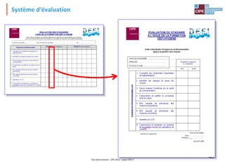 48Tout droit réservé - CIPE 2015 - www.CIPE.fr
Système d'évaluation
 