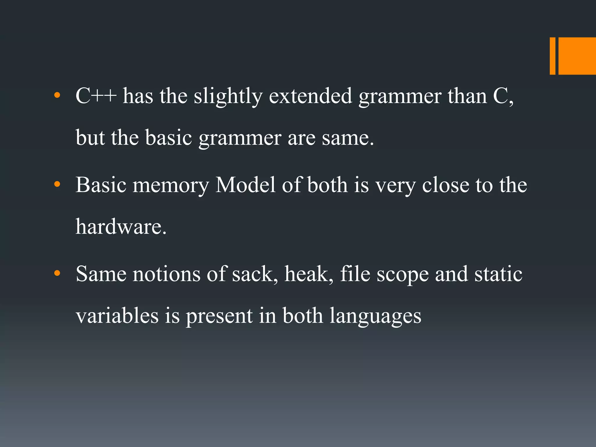 Comparison between C and C++ | PPT