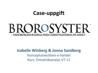 Case-uppgift Isabelle Winberg & Jonna Sandberg Konceptutvecklare e-handel Kurs: Omvärldsanalys VT-11 