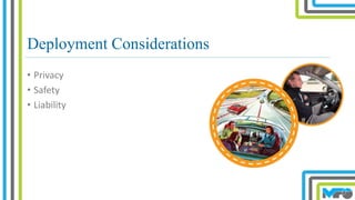 Deployment Considerations
• Privacy
• Safety
• Liability
 
