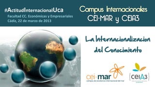 #ActitudInternacionalUca
 Facultad CC. Económicas y Empresariales
 Cádiz, 22 de marzo de 2013



                                           La Internacionalizacion
                                              del Conocimiento
 