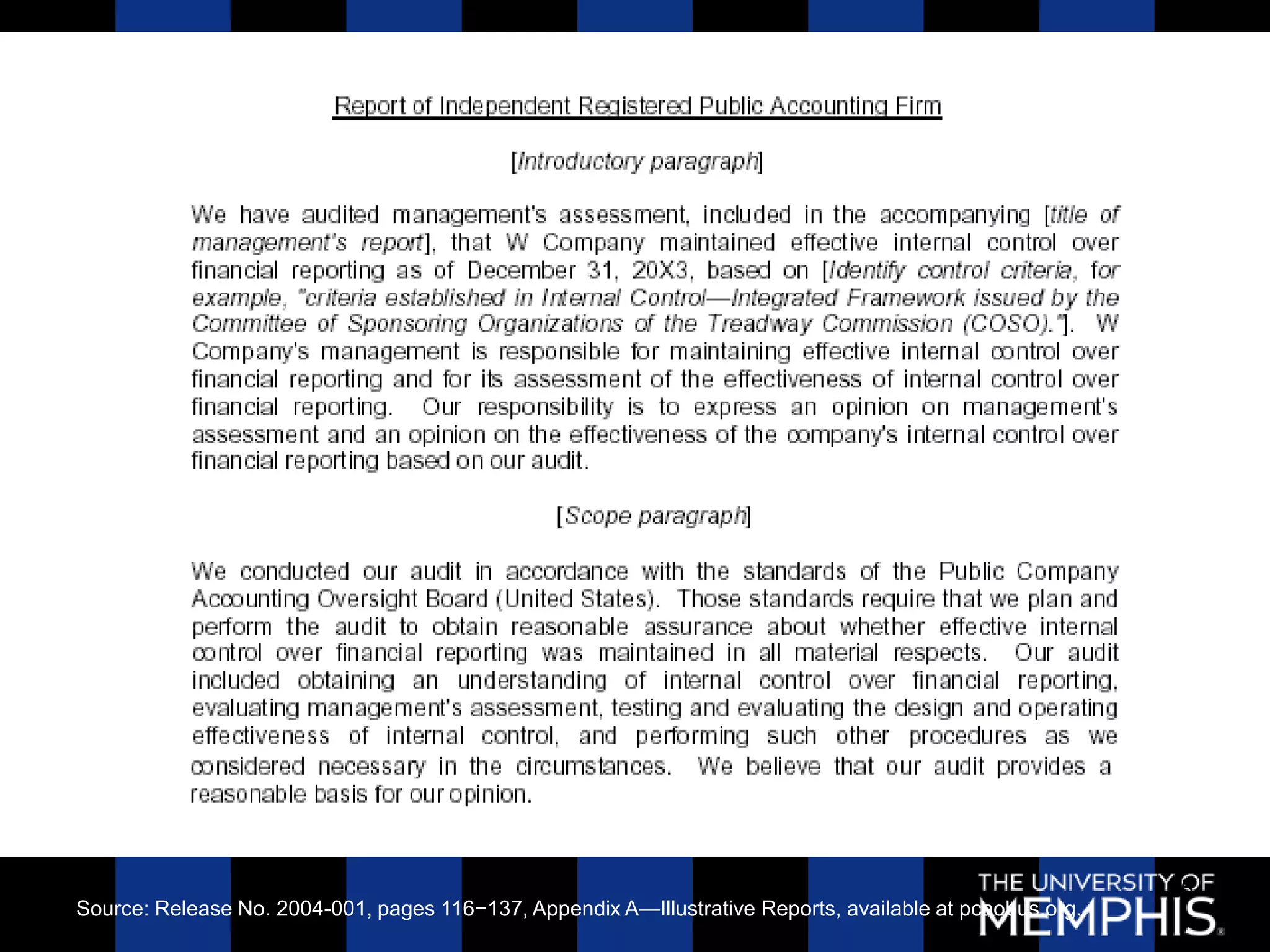 25
Source: Release No. 2004-001, pages 116−137, Appendix A—Illustrative Reports, available at pcaobus.org.
 