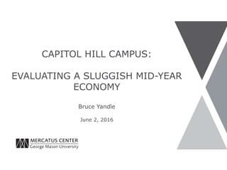 CAPITOL HILL CAMPUS:
EVALUATING A SLUGGISH MID-YEAR
ECONOMY
Bruce Yandle
June 2, 2016
 