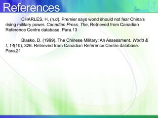  Strong army personnel in the world.China’s Military Power Obstacles Compare to USA Lack capability of defense budget.