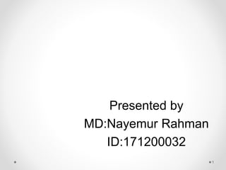 Presented by
MD:Nayemur Rahman
ID:171200032
1
 