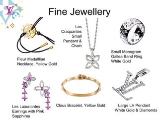 Fine   Jewellery Fleur Medalllian Necklace, Yellow Gold Small Monogram Gallea Band Ring, White Gold Clous Bracelet, Yellow Gold Large LV Pendant  White Gold & Diamonds Les Luxuriantes Earrings with Pink Sapphires Les Craquantes Small Pendant & Chain 