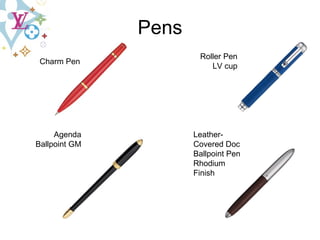 Pens Charm Pen Agenda Ballpoint GM Roller Pen LV cup Leather-Covered Doc Ballpoint Pen Rhodium Finish 
