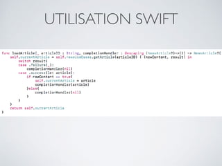 UTILISATION SWIFT
 