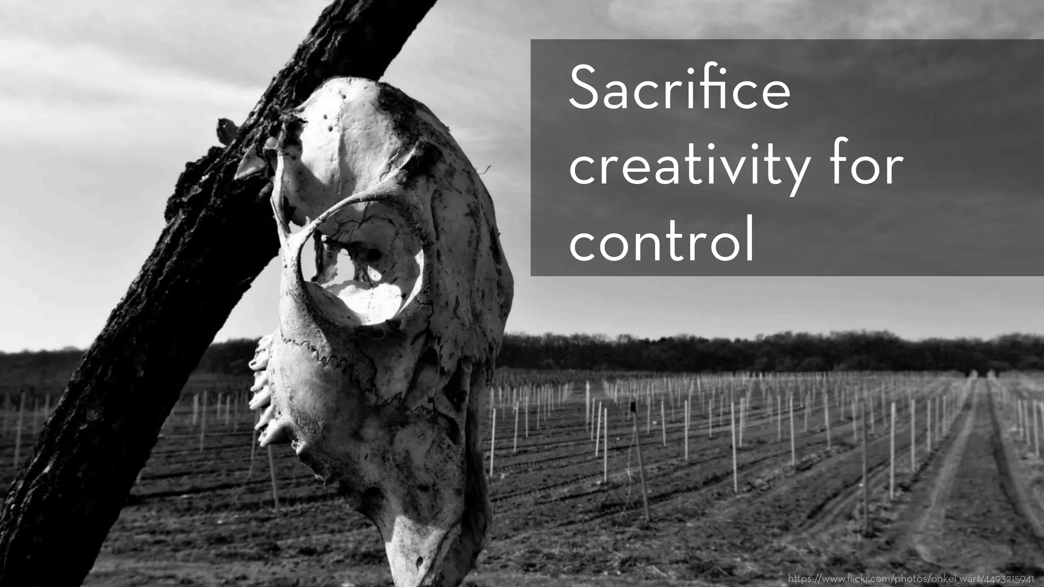 h ps://www.ﬂickr.com/photos/onkel_wart/4493215941
Sacriﬁce
creativity for
control
 