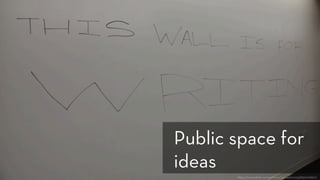 h ps://www.ﬂickr.com/photos/jameskm03/4830068911/
Public space for
ideas
 