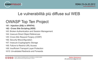 SQL Injection & Cross Site Scripting, by Stefano Santomauro | PPT