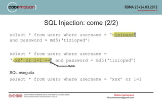 SQL Injection & Cross Site Scripting, by Stefano Santomauro | PPT
